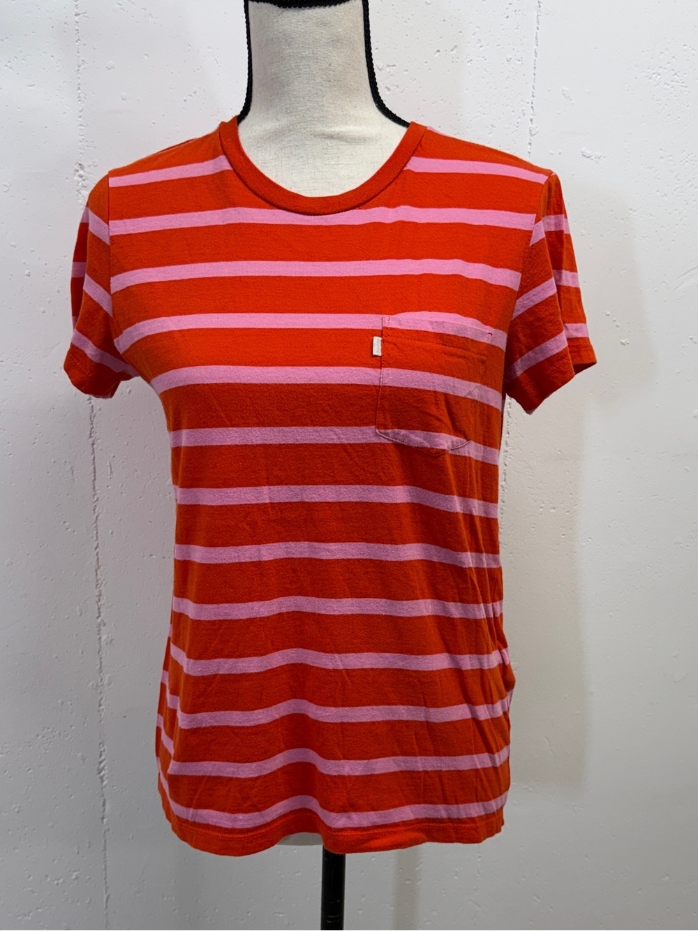 Levi's Red and Pink Striped Short Sleeve Tee
